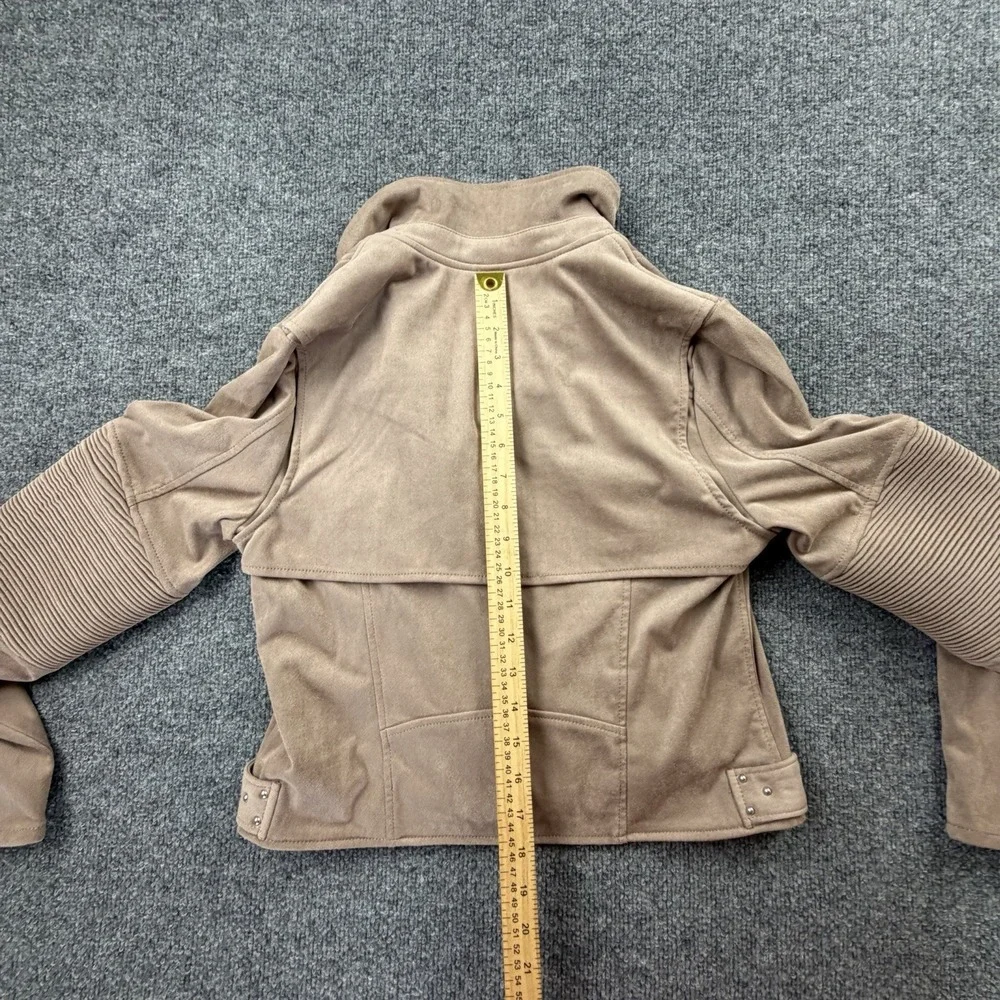 BLANKNYC Suede Moto Jacket Womens M Beige Cropped Biker Zip‎ NWOT
